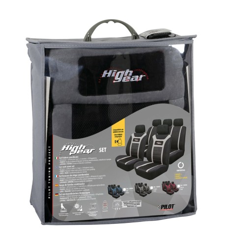 Kit completo coprisedili fodere auto universali poliestere High Gear Grigi