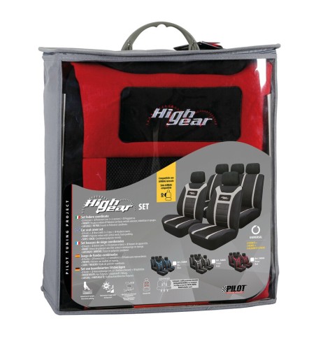 Kit completo coprisedili fodere auto universali poliestere High Gear Rosso