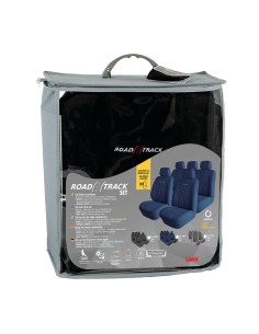 Kit completo coprisedili fodere auto universali poliestere Road Track Nero 2