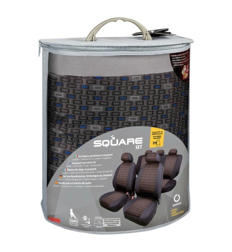 Kit completo coprisedili fodere auto universali poliestere Square Blu