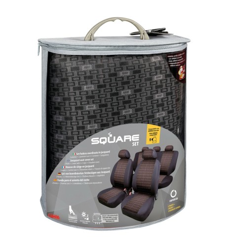 Kit completo coprisedili fodere auto universali poliestere Square Nero
