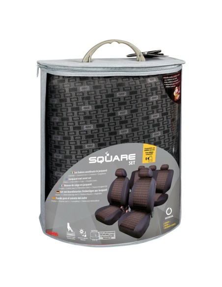 Kit completo coprisedili fodere auto universali poliestere Square Nero