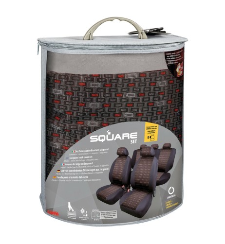 Kit completo coprisedili fodere auto universali poliestere Square Rosso