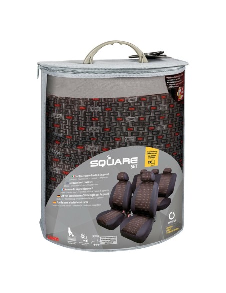 Kit completo coprisedili fodere auto universali poliestere Square Rosso