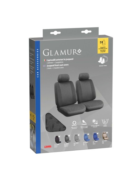 Set coprisedili fodere anteriori auto universali jacquard Glamur Antracite