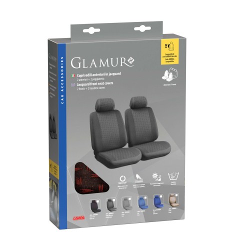 Set coprisedili fodere anteriori auto universali jacquard Glamur Nero