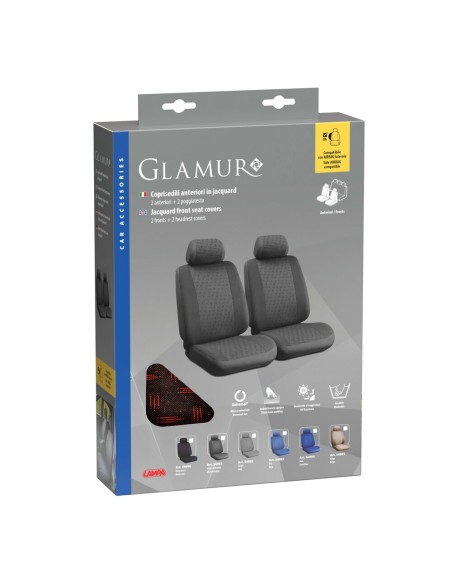 Set coprisedili fodere anteriori auto universali jacquard Glamur Nero