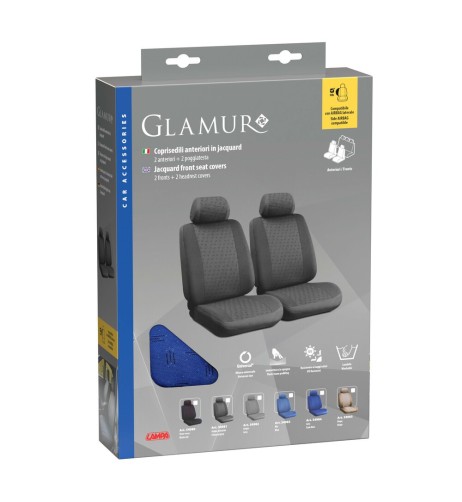 Set coprisedili fodere anteriori auto universali jacquard Glamur Blu