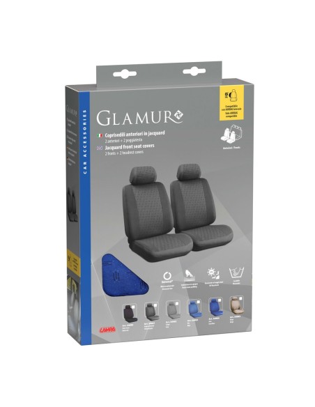 Set coprisedili fodere anteriori auto universali jacquard Glamur Blu