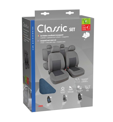Set fodere coprisedili universali auto Classic avio nero