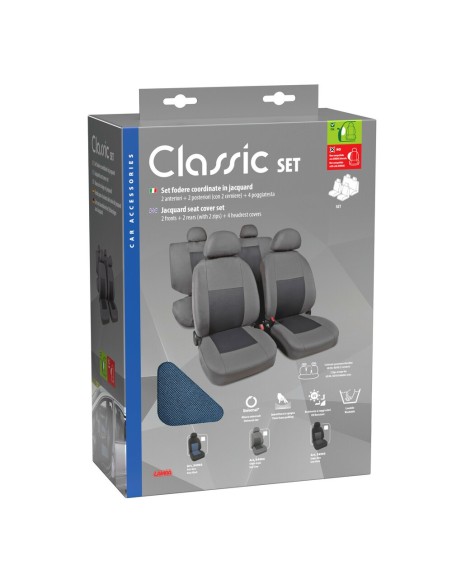 Set fodere coprisedili universali auto Classic avio nero