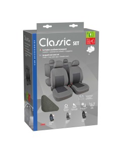 Set fodere coprisedili universali auto Classic grigio 2
