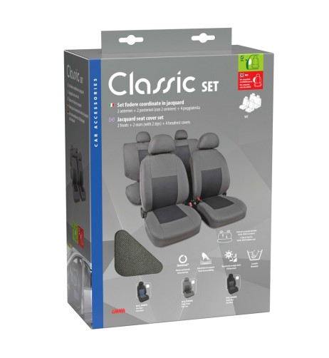 Set fodere coprisedili universali auto Classic grigio
