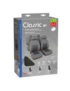 Set fodere coprisedili universali auto Classic grigio nero 2