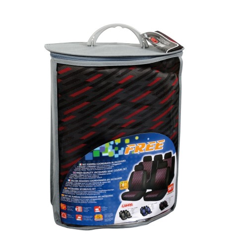 Set fodere coprisedili universali auto Free Nero Rosso