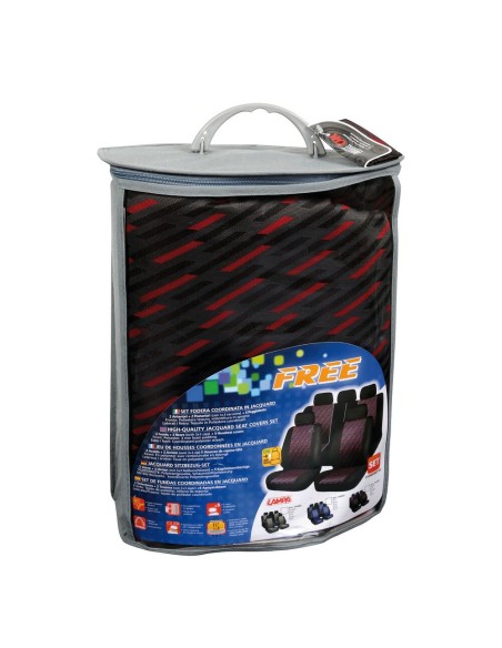 Set fodere coprisedili universali auto Free Nero Rosso