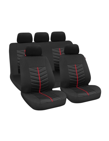 Set fodere coprisedili universali auto Rapid Nero Rosso