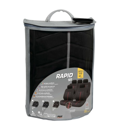 Set fodere coprisedili universali auto Rapid Nero Grigio