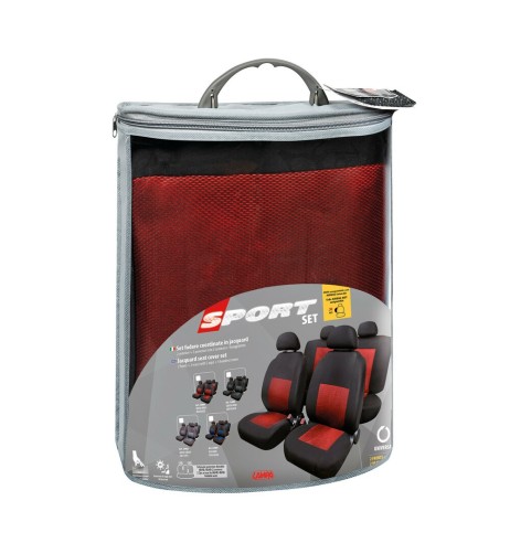 Set fodere coprisedili universali auto Sport rosso nero