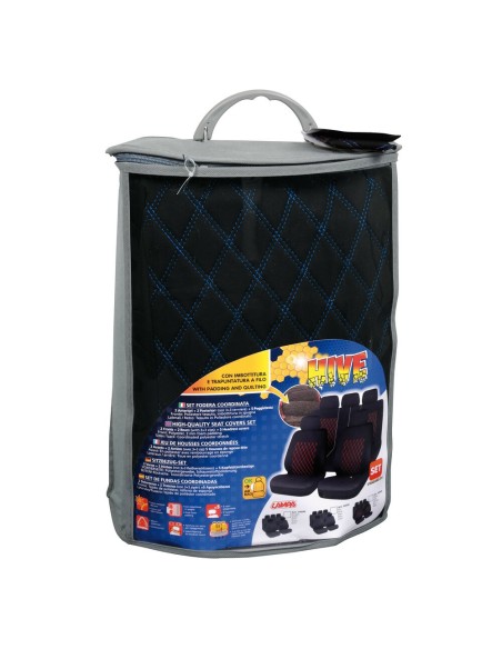 Set fodere coprisedili universali imbottiti auto Hive Nero Blu
