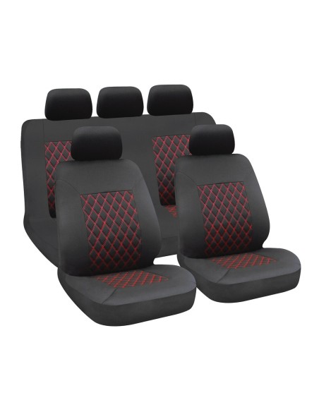 Set fodere coprisedili universali imbottiti auto Hive Nero Rosso