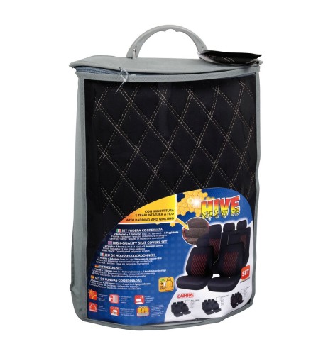 Set fodere coprisedili universali imbottiti auto Hive Nero Grigio