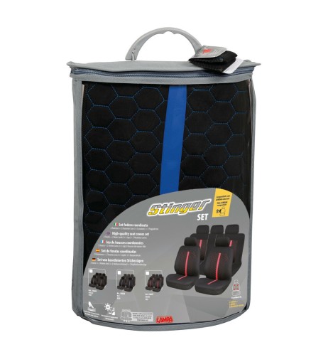 Set fodere coprisedili universali imbottiti auto Stinger Nero Blu