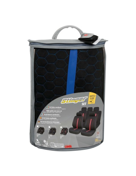 Set fodere coprisedili universali imbottiti auto Stinger Nero Blu