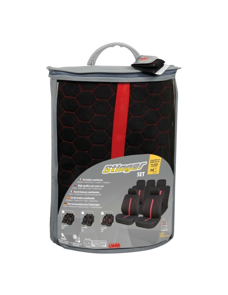 Set fodere coprisedili universali imbottiti auto Stinger Nero Rosso