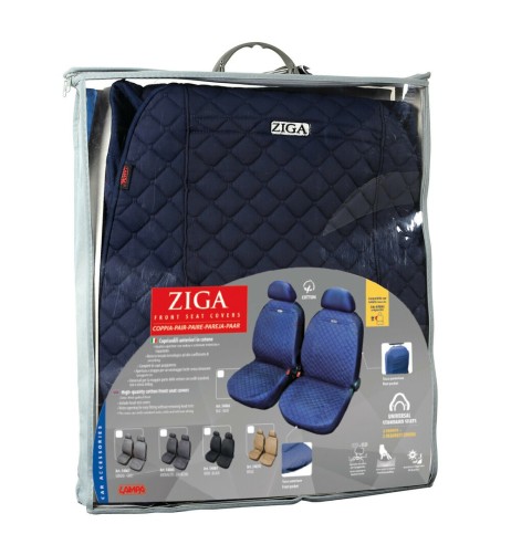 Coppia coprisedili fodere auto anteriori Ziga in cotone trapuntato blu