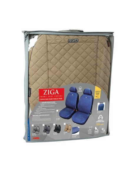 Coppia coprisedili fodere auto anteriori Ziga in cotone trapuntato beige