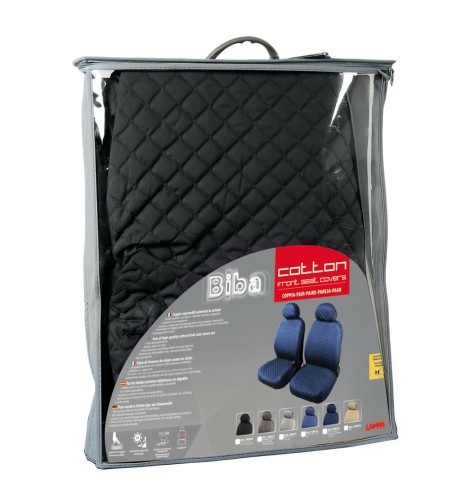 Coppia coprisedili fodere auto anteriori universali Biba cotone antracite