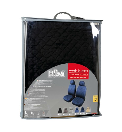 Coppia coprisedili fodere auto anteriori universali Biba cotone nero