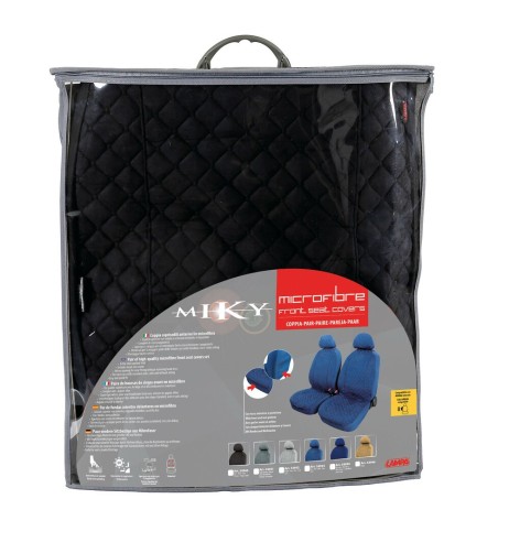 Coppia coprisedili fodere auto anteriori universali Biba microfibra nero