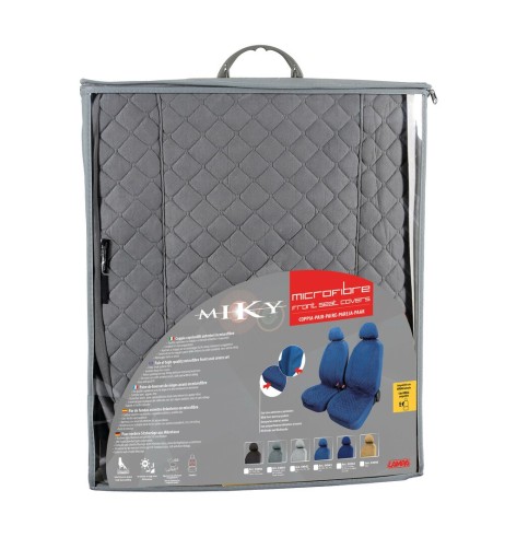 Coppia coprisedili fodere auto anteriori universali Biba microfibra grigio