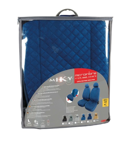 Coppia coprisedili fodere auto anteriori universali Biba microfibra blu