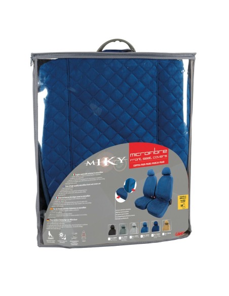 Coppia coprisedili fodere auto anteriori universali Biba microfibra blu