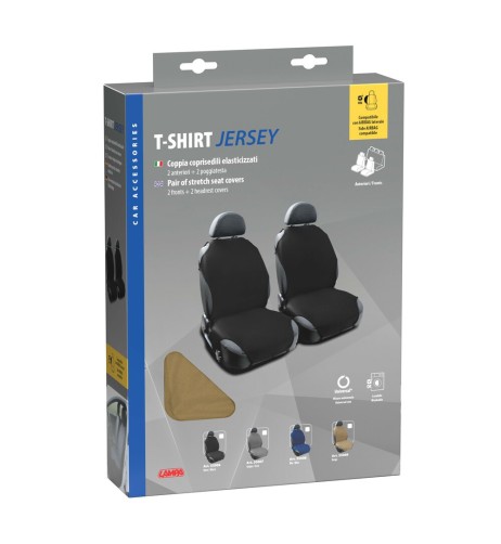 Coppia di coprisedili elasticizzati in tessuto T Shirt Beige