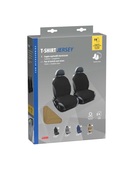 Coppia di coprisedili elasticizzati in tessuto T Shirt Beige