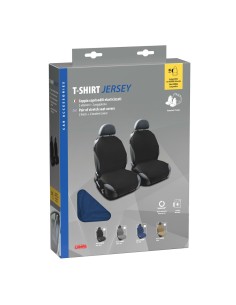 Coppia di coprisedili elasticizzati in tessuto T Shirt Blu 2