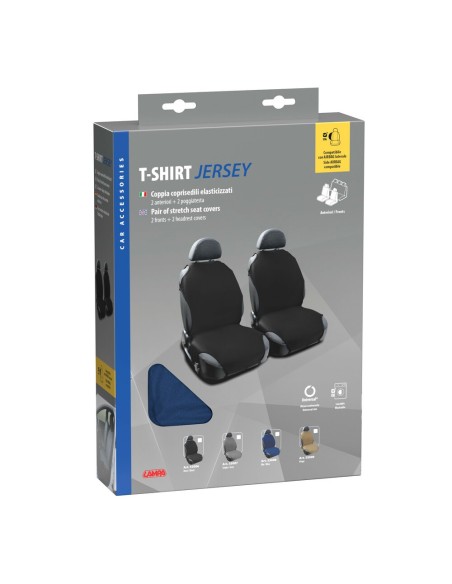 Coppia di coprisedili elasticizzati in tessuto T Shirt Blu