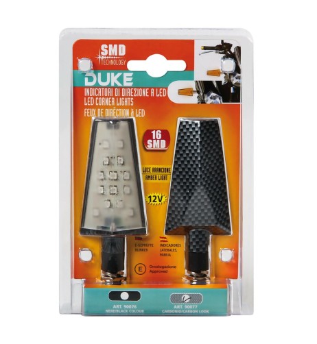 Duke coppia frecce indicatori direzione a LED 12V moto scooter colore CARBO