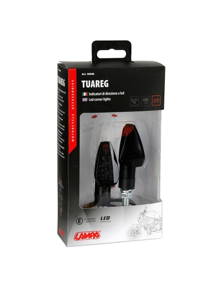 Coppia frecce indicatori direzione moto nero 2 led