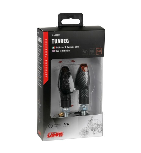 Coppia frecce indicatori direzione moto carbon 2 led