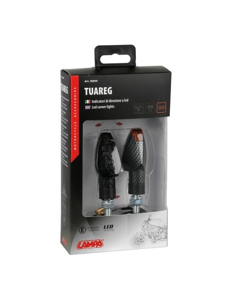 Coppia frecce indicatori direzione moto carbon 2 led