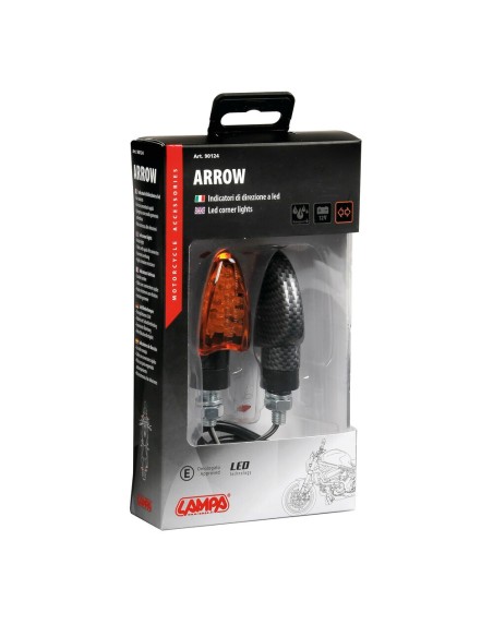 Coppia frecce indicatori direzione moto carbon 5 led
