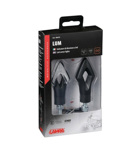 Coppia frecce indicatori direzione omologate moto Lum 12V LED