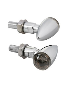 Coppia di frecce indicatori direzione a Led moto in metallo Drop Cromo