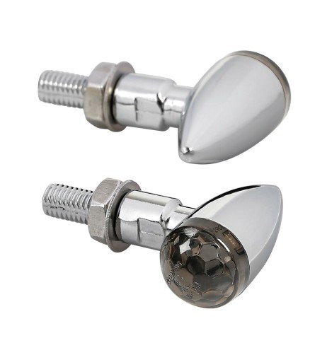 Coppia di frecce indicatori direzione a Led moto in metallo Drop Cromo