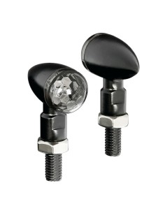 Coppia di frecce indicatori direzione a Led moto in metallo Drop Nero 2